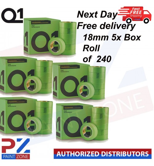5X Q1 High Performance Green MASKING TAPE PREMIUM AUTOMOTIVE 18mm x 50mm